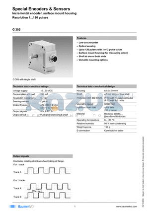 G305.010004 datasheet - Special Encoders & Sensors