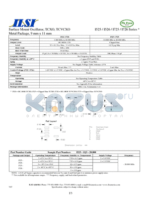 I525-1Q3-20.000 datasheet - Surface Mount Oscillator, TCXO, TCVCXO Metal Package, 9 mm x 11 mm