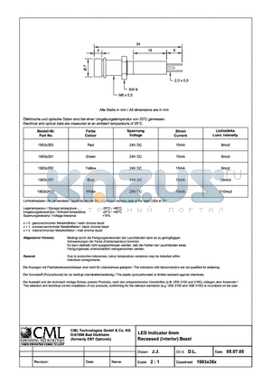 1903X353 datasheet - LED Indicator 6mm Recessed (Interior) Bezel