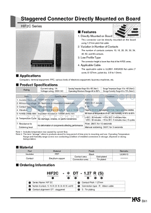 HIF2C-10DT-1.27RS datasheet - Staggered Connector Directly Mounted on Board