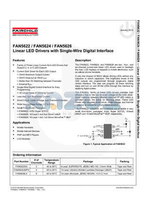 FAN5622SX datasheet - Linear LED Drivers with Single-Wire Digital Interface