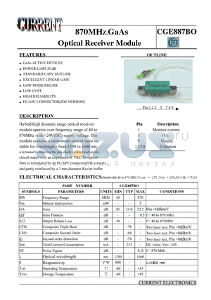 CGE887BO datasheet - 870MHZ.GaAs Optical Receiver Module