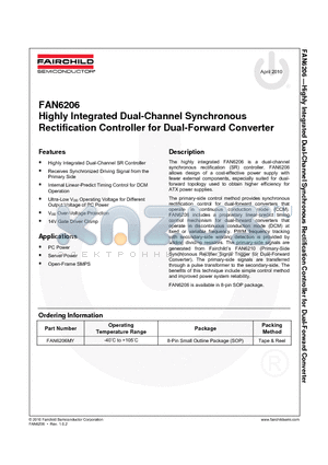 FAN6206MY datasheet - Highly Integrated Dual-Channel Synchronous Rectification Controller