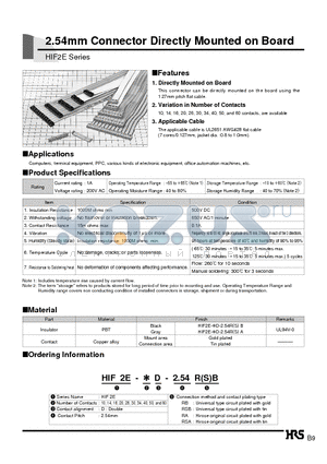 HIF2E-10D-2.54RSB datasheet - 2.54mm Connector Directly Mounted on Board