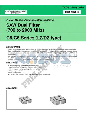 E423121 datasheet - SAW Dual Filter (700 to 2000 MHz)