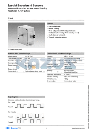 G305.010TTD datasheet - Special Encoders & Sensors