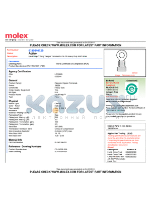 190540126 datasheet - InsulKrimp Ring Tongue Terminal for 14-16 Heavy Duty AWG Wire