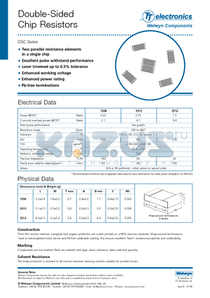 DSC2512-10FT18 datasheet - Double-Sided Chip Resistors