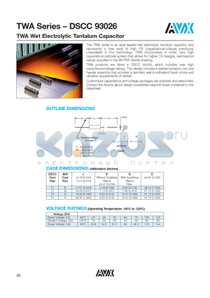 DSCC93026 datasheet - TWA Wet Electrolytic Tantalum Capacitor