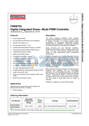 FAN6754 datasheet - Highly Integrated Green- Mode PWM Controller