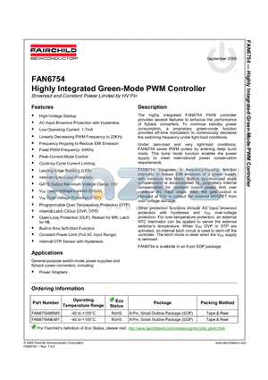 FAN6754MLMY datasheet - Highly Integrated Green-Mode PWM Controller