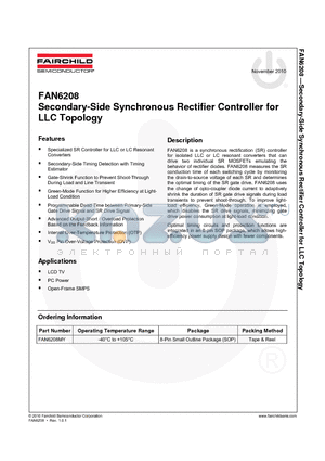 FAN6208MY datasheet - Secondary-Side Synchronous Rectifier Controller
