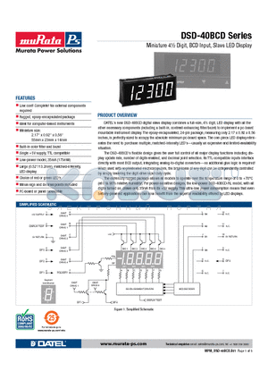 DSD-40BCD-RS-C datasheet - Miniature 4m Digit, BCD Input, Slave LED Display