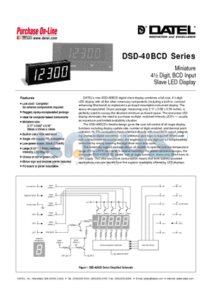 DSD-40BCD datasheet - Miniature 4 1/2 Digit, BCD Input Slave LED Display