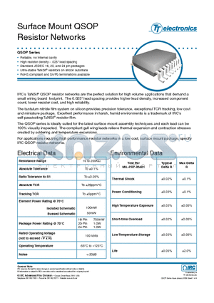 GUS-QS8A-00-1002-F datasheet - Surface Mount QSOP Resistor Networks