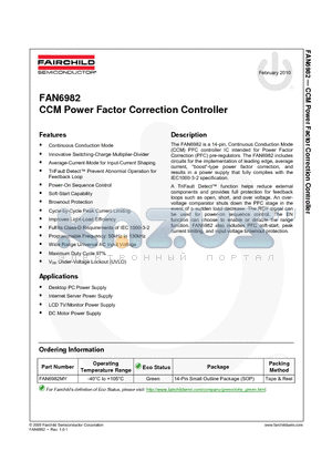 FAN6982MY datasheet - CCM Power Factor Correction Controller