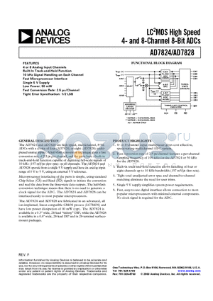 AD7824UQ datasheet - LC2MOS High Speed 4- & 8-Channel 8-Bit ADCs