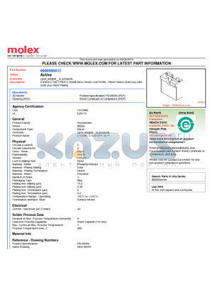 90059-0011 datasheet - 2.54mm (.100) Pitch C-Grid^ Micro Shunt, Low Profile, 15mm Select Gold (Au) with Gold (Au) Flash Plating