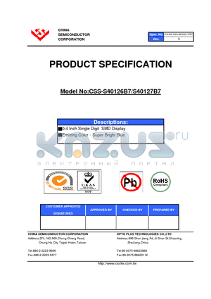 CSS-S40126B7 datasheet - 0.4 Inch Single Digit SMD Display