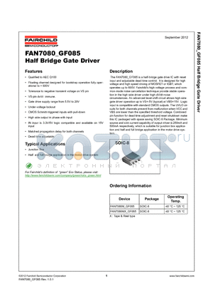 FAN7080_12 datasheet - Half Bridge Gate Driver