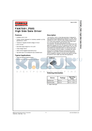 FAN7081CM datasheet - High Side Gate Driver