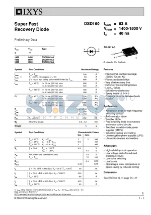 DSDI60-16A datasheet - Super Fast Recovery Diode