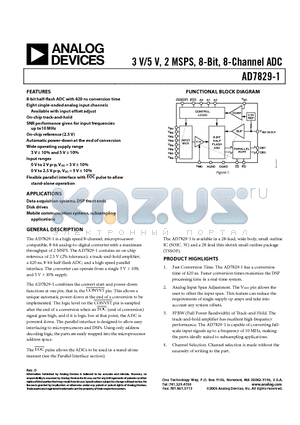 AD7829-1 datasheet - 3 V/5 V, 2 MSPS, 8-Bit, 8-Channel ADC