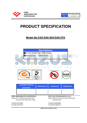 CSS-S40127G datasheet - 0.4 Inch Single Digit SMD Display