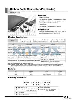 HIF3E-16PA-2.54DSA datasheet - Ribbon Cable Connector (Pin Header)