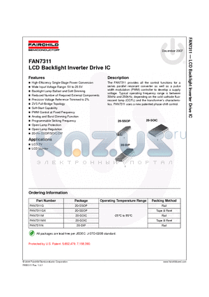 FAN7311 datasheet - LCD Backlight Inverter Drive IC