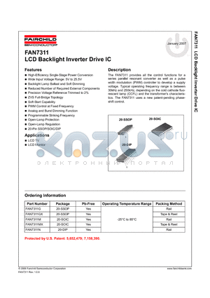 FAN7311GX datasheet - LCD Backlight Inverter Drive IC