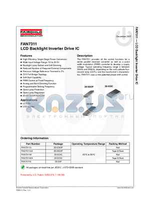 FAN7311GX datasheet - LCD Backlight Inverter Drive IC