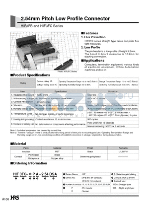 HIF3FB-20DA-2.54DSA datasheet - 2.54mm Pitch Low Profile Connector