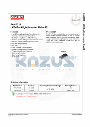 FAN7314_07 datasheet - LCD Backlight Inverter Drive IC