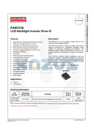 FAN7318 datasheet - LCD Backlight Inverter Drive IC