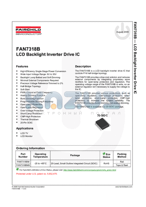 FAN7318B datasheet - LCD Backlight Inverter Drive IC