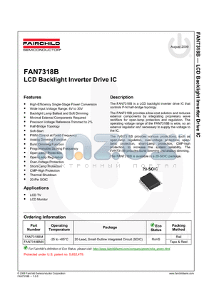 FAN7318BM datasheet - LCD Backlight Inverter Drive IC