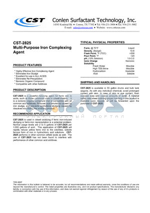 CST-2825 datasheet - Multi-Purpose Iron Complexing Agent