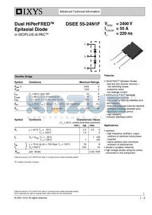 DSEE55-24N1F datasheet - Dual HiPerFRED Epitaxial Diode