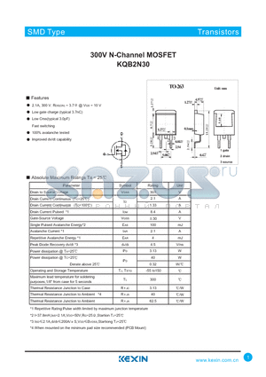 KQB2N30 datasheet - 300V N-Channel MOSFET