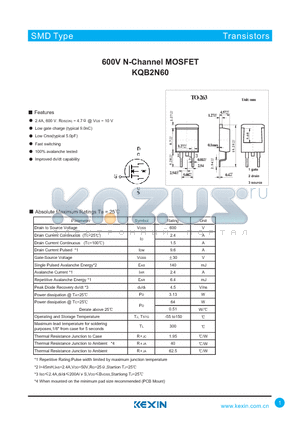 KQB2N60 datasheet - 600V N-Channel MOSFET