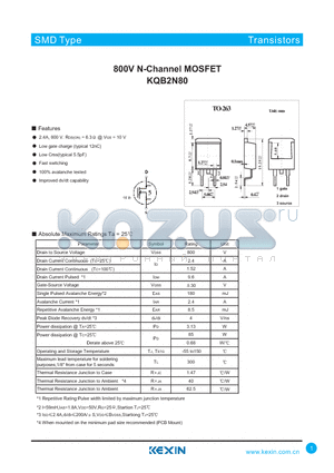 KQB2N80 datasheet - 800V N-Channel MOSFET