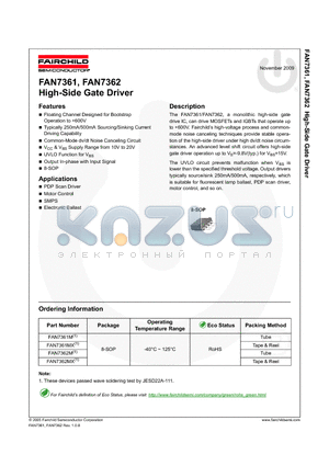 FAN7361 datasheet - High-Side Gate Driver