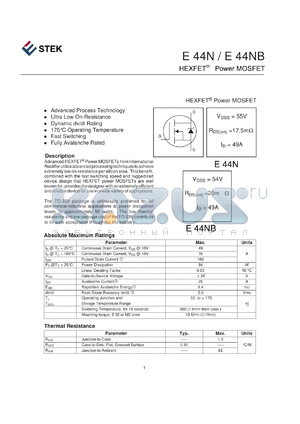 E44N datasheet - HEXFET Power MOSFET