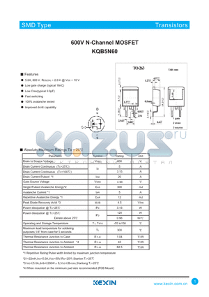 KQB5N60 datasheet - 600V N-Channel MOSFET