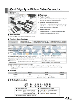 HIF5B-40DA-2.54R datasheet - Card Edge Type Ribbon Cable Connector