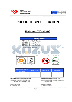 CST-332 datasheet - 0.36 Inch Triad Digits Display