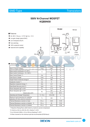 KQB9N50 datasheet - 500V N-Channel MOSFET