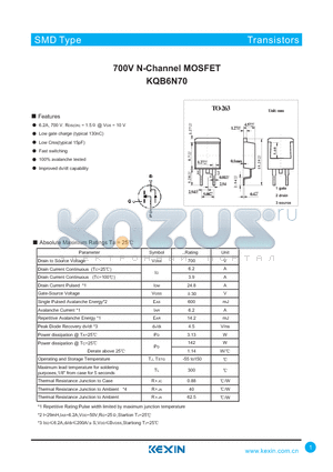 KQB6N70 datasheet - 700V N-Channel MOSFET