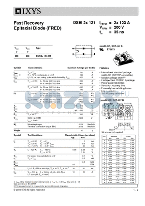 DSEI2X121-02A datasheet - Fast Recovery Epitaxial Diode (FRED)